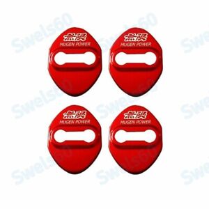 Stainless Steel Car Door Lock Protective Cover Case Sticker 4pcs For Mugen Red 1