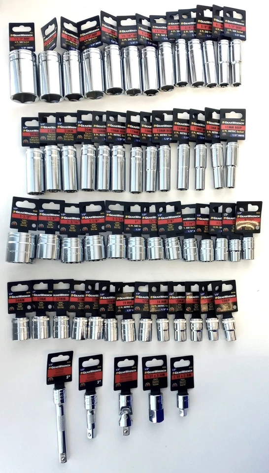 Gearwrench Step Out 1/2" Drive Display SAE And Metric Ratchets Sockets 81443 - Image 1 of 3