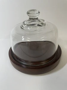 Vintage Leonard Cheese Keeper Wood Base Glass Dome Lid NIB - Picture 1 of 8