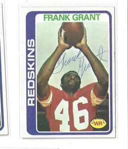 1978 TOPPS FRANK GRANT AUTOGRAPHED  WASHINGTON REDSKINS SIGNED CARD #91