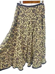 Maxi gonna Ralph Lauren taglia 6 lunga floreale marrone nero floreale western romantica anni 90 - Foto 1 di 11