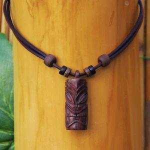Surfer Chain Leather Necklace Men Women Surf Jewelry Tiki - Picture 1 of 6