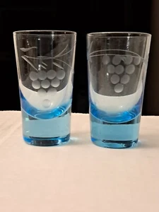 Vtg Bohemia Glass Etched Colored Cordial Shot Glasses 2 Blue 2 Green 2 Peach - Picture 1 of 10