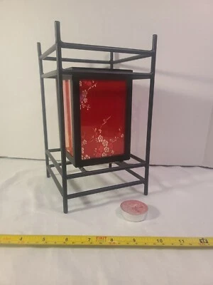 Lámpara de mesita de noche oriental de acero iluminada con velas pantallas de vidrio luces de noche de escritorio Foto 1 de 4