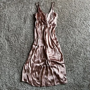 Forever 21 Contemporary Anthropologie Prom Dress Back Slit Rose Gold Size XS - Picture 1 of 8