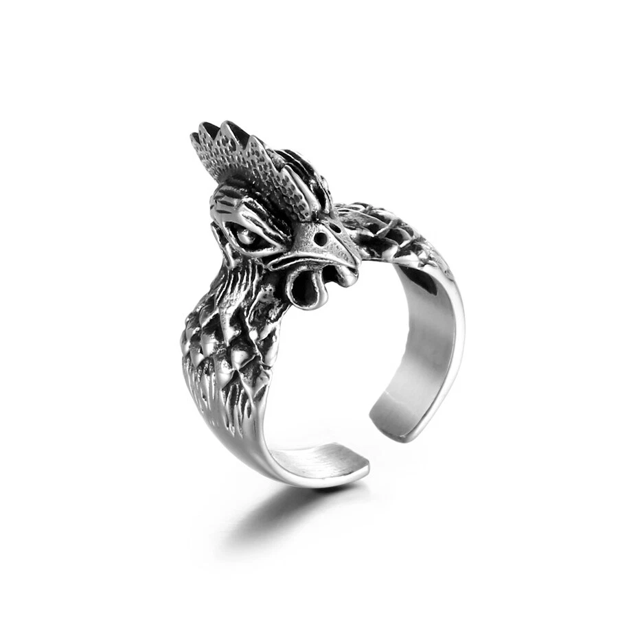 Gothic Animal Chicken Rooster Ring Stainless Steel Men's Boy's Biker Punk Ring - Image 1 of 1