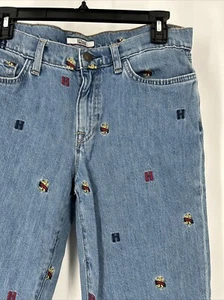 Tommy Hilfiger Denim Women's Boyfriend Crop Embroidered Crest Jeans Sz 6 32x25 - Picture 1 of 10