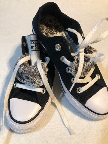 Scarpe Converse junior taglia 5 Chuck Taylor All Star basse doppia lingua bianco e nero