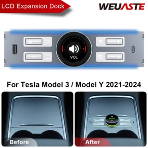 For Tesla Model 3 / Y 2021-24 LCD Knob Docking Station Ambient Light USB Type-C - Picture 1 of 12