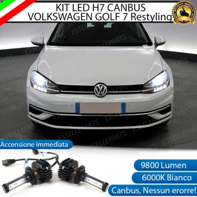 KIT LED VW VOLKSWAGEN GOLF 7 VII RESTYLING LAMPADE H7 6000K 9800 LUMEN CANBUS - Immagine 1 di 4