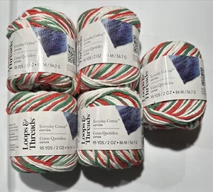 Lot of 5 EVERYDAY COTTON in JOLLY OMBRE Yarn 2oz 95yds christmas - Picture 1 of 3