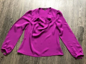 Cynthia Steffe sz 10 fuchsia pink 100% silk blouse, cowl neck - Picture 1 of 7