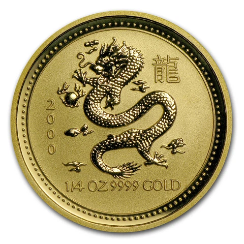 2000 Australia 1/4 oz Gold Lunar Dragon BU (Series I) - SKU #8988 Cover