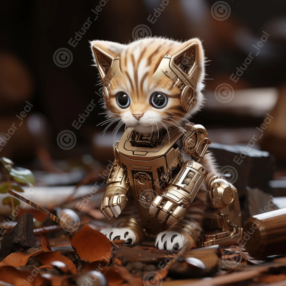 Digital art wallpaper cat baby robotic photo adorable full hd - image 1 of 1