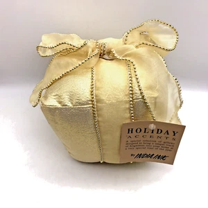 Gold Sparkling Decorative Christmas Present Themed Pillow By India Ink 7” x 7” - Picture 1 of 7