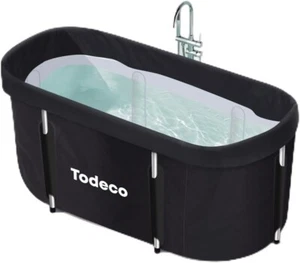 Todeco Portable Foldable Bathtub Soaking Hot Bath Tub for Adults, Black - Picture 1 of 9