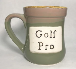 "Golf Pro" Coffee Mug Very Large Five Inches Tall Green/Pink/Brown WCL - Picture 1 of 8