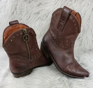 LUCKY BRAND braune Leder Freizeit Booties Peace Side Zip Damengröße EUR 38 US 7 - Bild 1 von 6