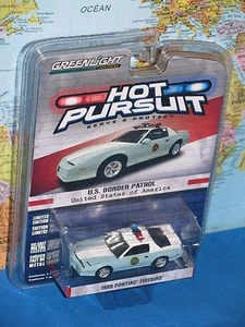 HOT PURSUIT 1989 PONTIAC FIREBIRD U.S. BORDER PATROL GREENLIGHT ***BRAND NEW*** - Picture 1 of 8
