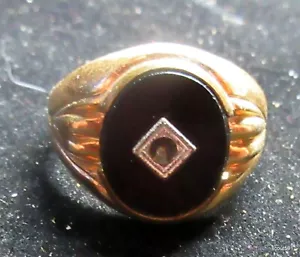 Anillo de hombre vintage relleno de oro de 10k forma ovalada de ónix negro piedra faltante talla 10 - Imagen 1 de 9