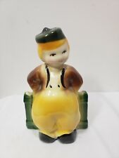 Vintage Porcelain Dutch Boy Wearing Yellow And Brown Clothes Planter Unbranded