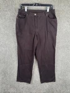 Ruby Rd Chino Pant Womens 12 Dark Brown Mid Rise Straight Elastic Inlet Casual - Picture 1 of 10