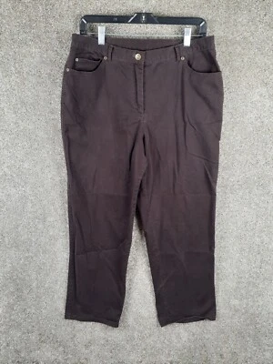 Ruby Rd Chino Pant Womens 12 Dark Brown Mid Rise Straight Elastic Inlet Casual - Image 1 of 4