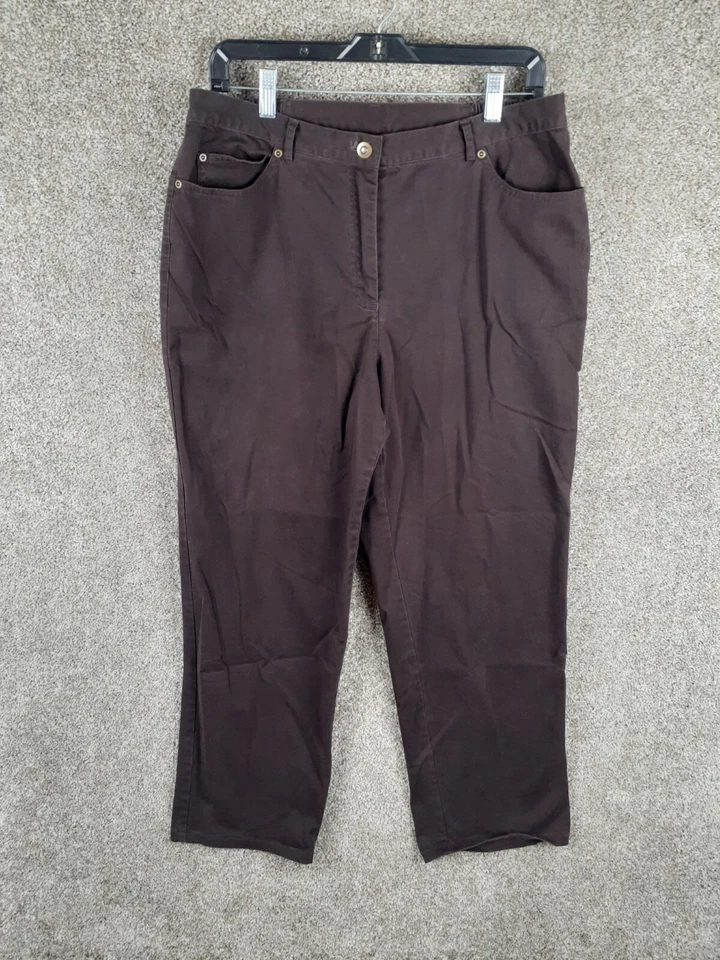 Ruby Rd Chino Pant Womens 12 Dark Brown Mid Rise Straight Elastic Inlet Casual - Image 1 of 4