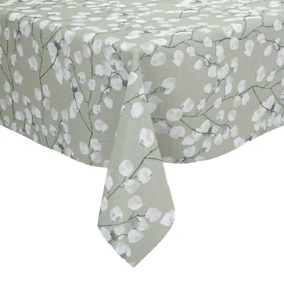 Honesty Floral Sage Green Linen Tex PVC Vinyl Wipe Clean Oilcloth Tablecloth - Image 1 of 2