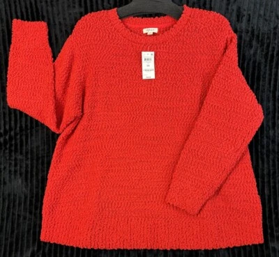 Style & Co Red Pull-Over Chunky Knitted Sweater NWT Fire Red Plus Sz 3X  - Image 1 of 4