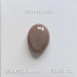 Mondstein Braun Oval Cabochon Glänzend Edelsteine 32 x 35 mm 71,44 Carats Echt - Bild 1 von 3