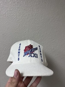 Vintage Super Bowl XXI Rose Bowl Giants Broncos Corduroy Snapback Hat - Picture 1 of 5