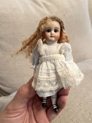 Lovely Antique All Bisque 5” French Market Mignonette Doll W 2-Strap Shoes - Image 1 of 4