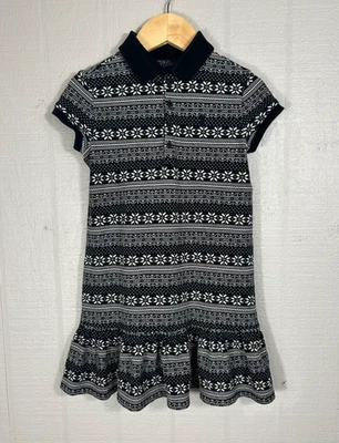 Vestido Polo Ralph Lauren Meninas Tamanho 6X Preto Ilha Justa Malha Cintura Caída Manga Curta - Imagem 1 de 4