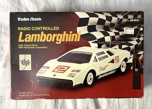 Vintage Radio Shack Radio Controlled Lamborghini White 9" Scale Box ~UNGETESTET~ - Bild 1 von 18