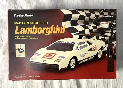 Vintage Radio Shack Radio Controlled Lamborghini White 9" Scale Box ~UNTESTED~ - Image 1 of 4