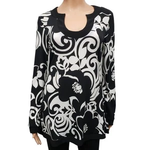 White House Black Market Iconic Floral Long Sleeve Tunic Top Made in USA Small - Picture 1 of 9