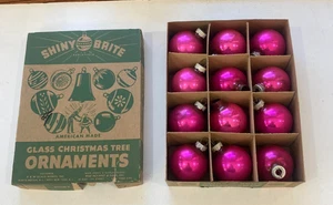 12 decorazioni natalizie in vetro Brite lucido - K&W Glass Works North Bergen nuove con scatola - Foto 1 di 8
