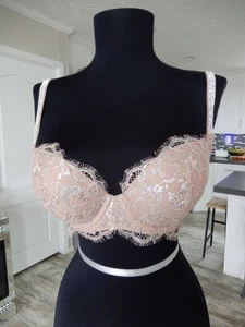 Victoria’s Secret PUSH-UP-BH Dream Angels Strass Träger 32D beige Spitze - Bild 1 von 11