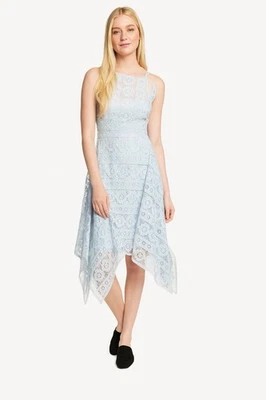 Vestido de encaje Free People talla 8 Just Like Honey azul hielo coqueta asimétrica hada Foto 1 de 4