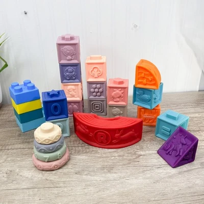 25 peças blocos de construção de borracha macia para bebês mordedor de tijolos brinquedos empilháveis brinquedos de aprendizagem - Imagem 1 de 4