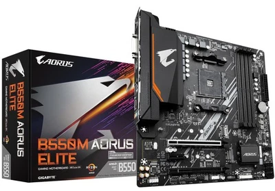 Gigabyte B550M AORUS Elite Motherboard, B550 Chipset, AMD AM4, mATX, DDR4 - Image 1 of 4