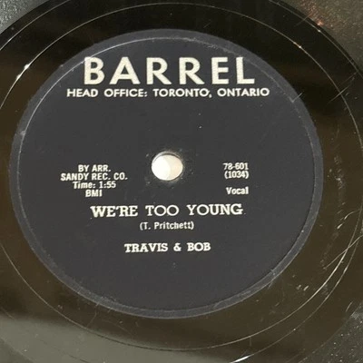 Rare Tell him no / We're too young Travis & Bob Barrel (by arr. Sandy Records) - Image 1 of 2