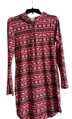 NO COMMENT Womens Size Large Christmas Holiday Hoodie Hooded Tunic Shirt - Image 1 of 4