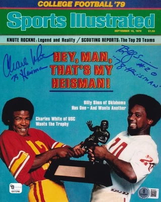 Foto firmada por Charles White Billy Sims Heisman 8x10 certificado de autenticidad bajo 1978 1979 ou usc automática Foto 1 de 4