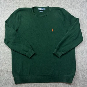 Polo Ralph Lauren Knit Sweater Men 2XLT Green 100% Pima Cotton Italian Yarn Pony - Picture 1 of 6
