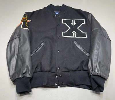 Специальный черный питания Panther кулак Malcom X Varsity куртка шерсти кожи мужской размер: L - Изображение 1 из 4