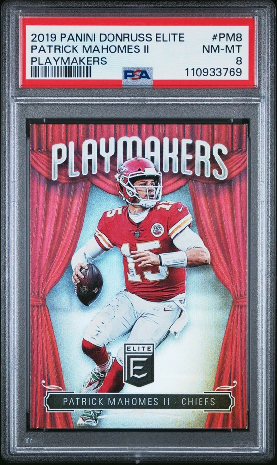 2019 PANINI DONRUSS ELITE #PM8 PATRICK MAHOMES II PLAYMAKERS PSA NM-MT 8 - Image 1 of 2