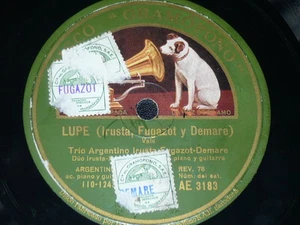 TANGO 78 rpm RECORD Gramofono IRUSTA FUGAZOT DEMARE Tus ojos azules / Lupe - Picture 1 of 1