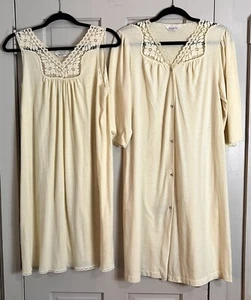 Vintage Vanity Fair Nachthemd Hausmantel Set Damen S gelb Baumwolle - Bild 1 von 7